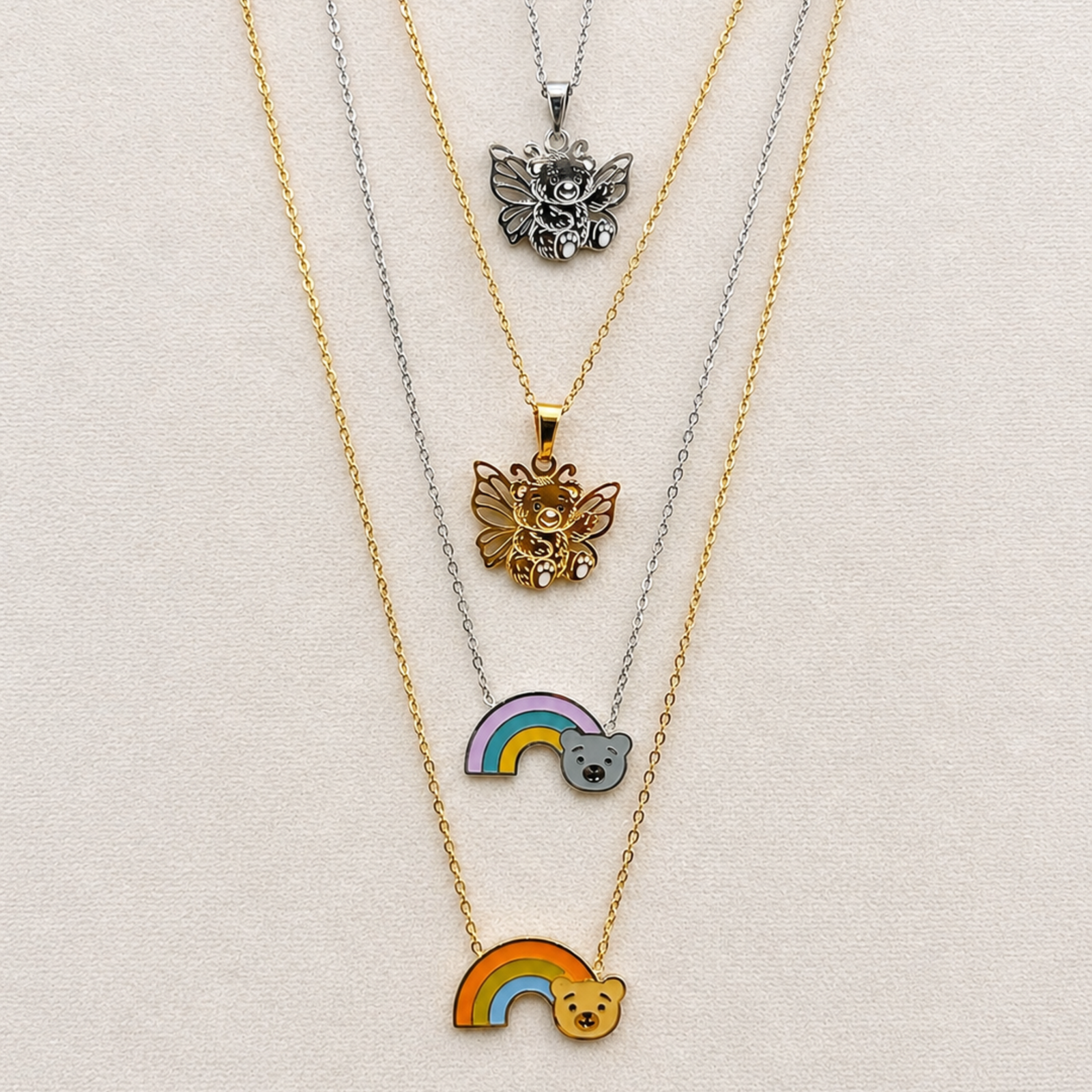 Necklaces, keepsake necklace, rainbow necklace, bear necklace, wings necklace, kids necklace
